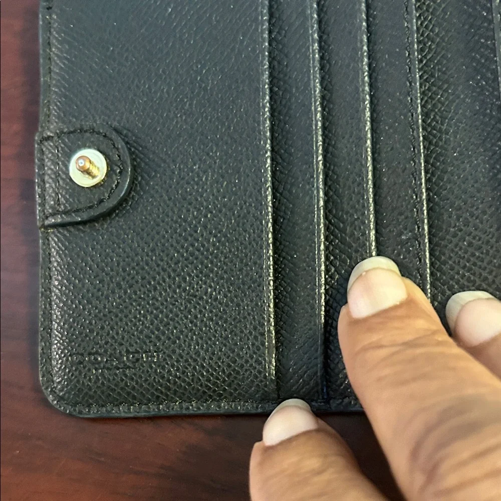 Coach Brown/Black Signature Small Wallet with Metal Plaque